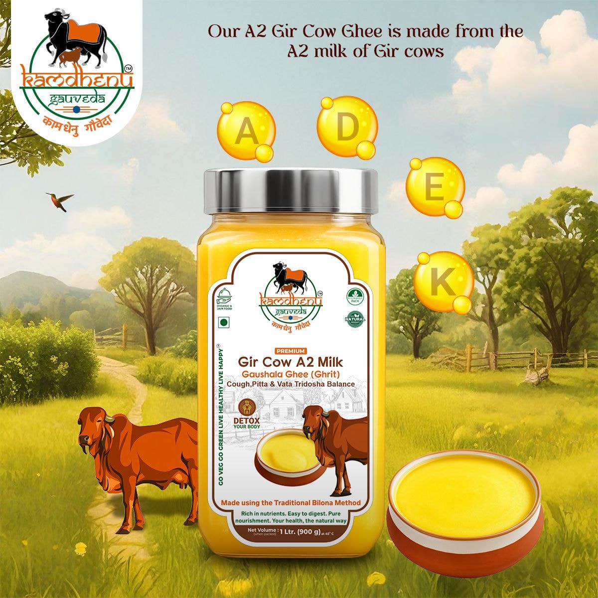 A2 Gaushala Gir Cow Ghee – Pure Bilona Desi Ghee 1kg